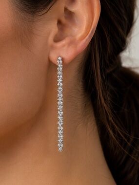 Elegant Silver Crystal Drop Earrings